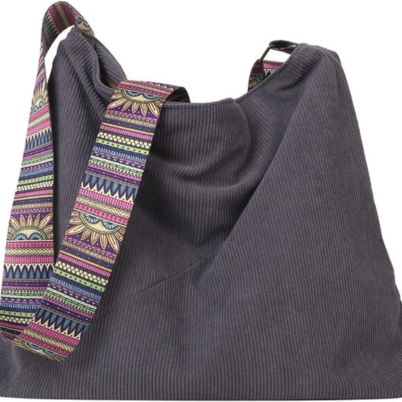 Women Corduroy Tote Bag Large Shoulder Hobo Purse Casual Handbag Gift - Picture 1 of 7